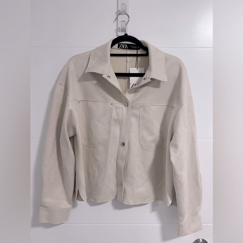 Zara women faux suede short jacket